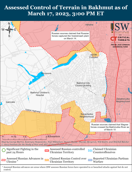ЗСУ наступали південніше Запоріжжя, а окупанти намагаються відрізати Бахмут: карти боїв ISW